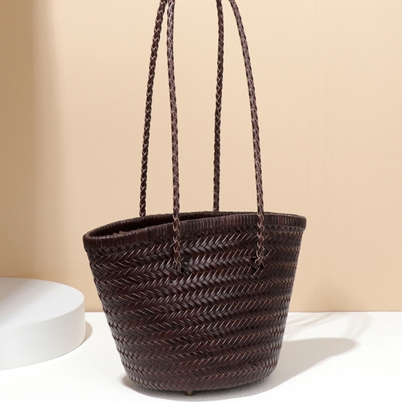 Nwt Real Leather Woven Bag - Picture 2 of 11